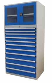 2000mm Series Clear Door Storeman High Density Cabinets Anti-Tilt safety lockout system only allows 1 drawer to open at a time High quality powdercoat finish & workmanship Maximum 140kg per drawer