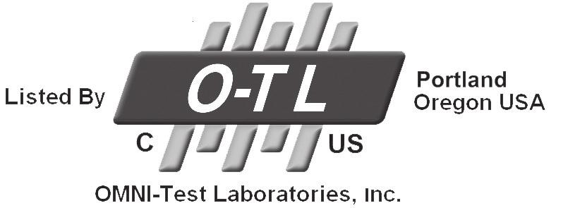 Units are Safety Listed by Omni Test Laboratories Report #