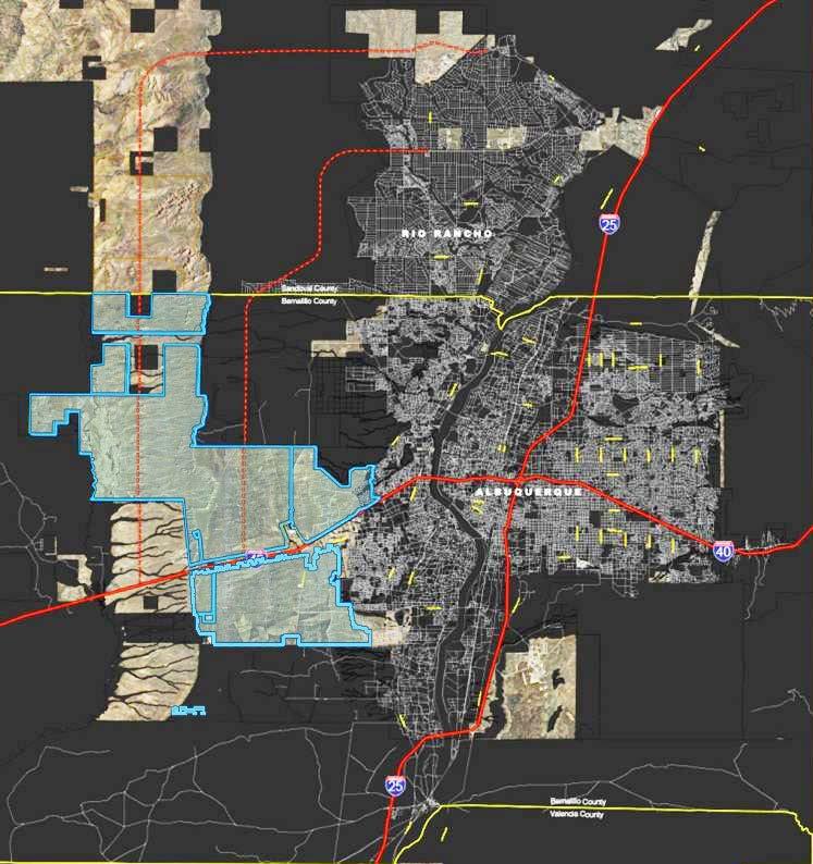 METROPOLITAN ALBUQUERQUE Available Land Interstate Highways and Proposed Regional Roadways Public Land (State Trust, BLM, Military Reservation, Bureau of Reclamation, Federal Land, National Forest,