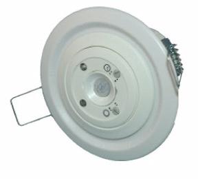 Sensor is held in place with clip (supplied). Applicable to partitioned ceilings e.g. ceiling tiles. Optional installation ring. Applicable e.g. to plasterboard ceilings where standard clip can not be fitted from behind.
