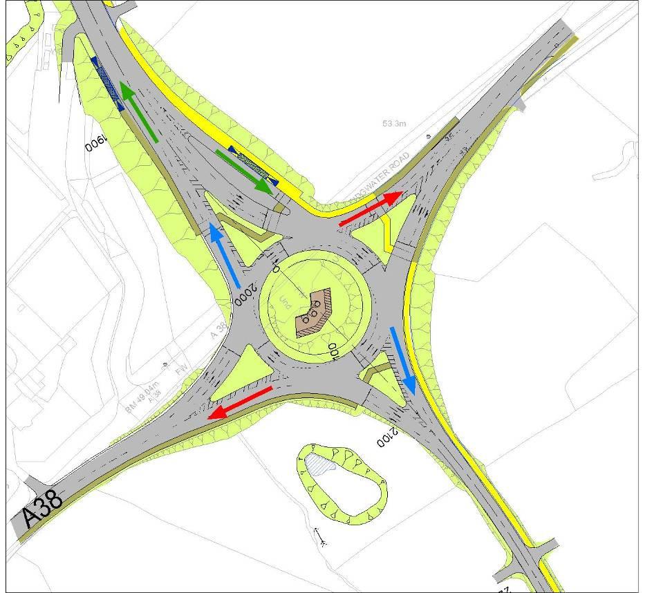 limit of 40 mph, will run south-eastwards for approximately 2km to meet the A38 (Bridgwater