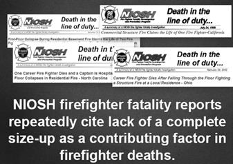 FIRE CONFINEMENT, EXPOSURE PROTECTION, AND FIRE EXTINGUISHMENT SIZE-UP (cont d) National Institute for Occupational Safety and Health (NIOSH) firefighter fatality reports repeatedly cite lack of a