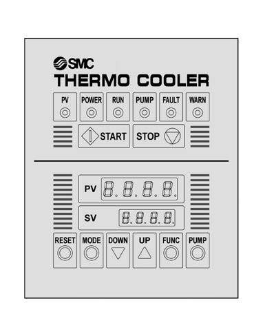 Thermo-cooler Series HRGC Operation Panel Display HRGC001, HRGC002, HRGC005 The basic operation of this product is performed on the front operation display panel.