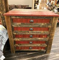 Red Wood Chest This rustic red wood chest of drawers is perfect for saving closet space.