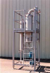 The more complex variation is a continuously operating falling-film evaporator, which permits a more realistic scale-up from pilot plant to production facilities.