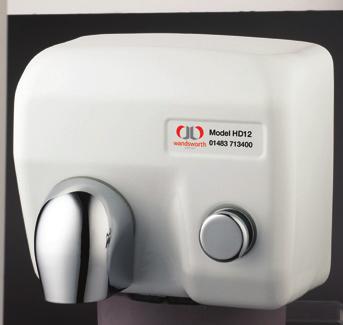 08 hand dryers HD12 HD13/ HD14 Finished in White porcelain coated enamel, this manual/push button version has both a