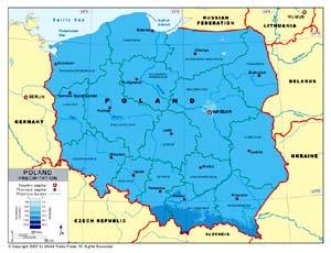 precipitation in Poland; here we can notice that the precipitations are higher in the