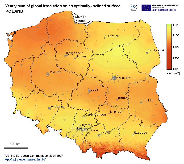 Graphic: Levels of the wind in the Polish land.