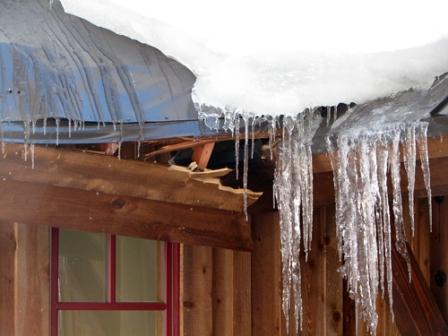 that may form as a result of leaving the snow on your roof; just one cubic foot of ice weighs 57 pounds, and a typical ice dam can weigh thousands of pounds.