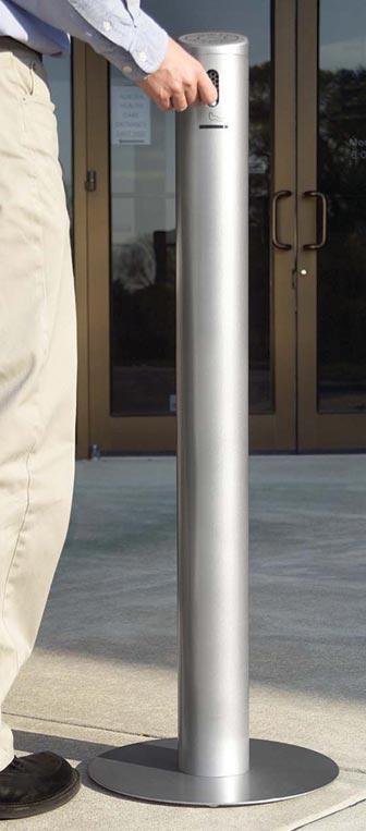 A clean, modern look keeps cigarette waste out of sight and hidden from the public view. 41" height makes extinguishing cigarette waste easy and convenient.