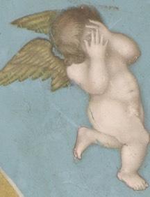 May the Span of Your Life be a Thousand Years Crying putto He covers his face with his hands.