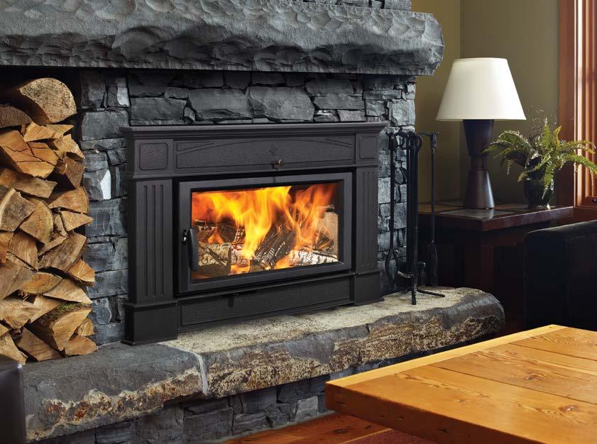 Hampton HI400 wood insert in black finish. BURN TIME up to 14 HOURS * STNDRD FETURES EP certified Eco-Boost Technology 2.6 cu. ft.
