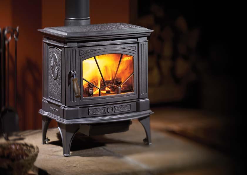 Hampton H200 medium wood stove in charcoal gray finish.