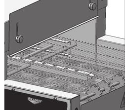 FEATURES Left to Right Conveyor Set-up Shown A A C B B C D Front View A Heat Shield B Crumb Tray C Load/Unload Trays Load Slants toward conveyor Unload Slants away from conveyor D Re Button