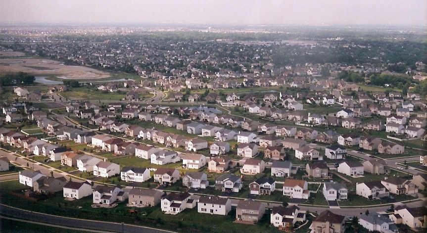 Suburban sprawl in