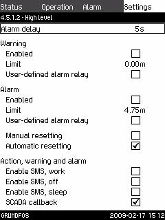 11.2 Alarm settings Alarms can only be indicated if the desired alarms have been enabled. See section "Alarm settings" in the installation and operating instructions for Dedicated Controls.