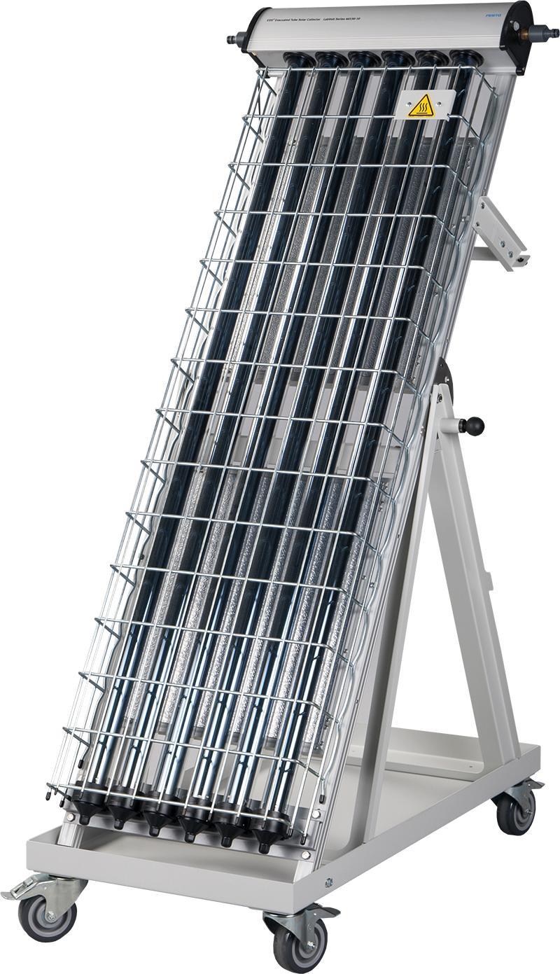 Optional Equipment Description EDS Evacuated Tube Solar Collector (Optional) 8046648 (46530-10) Ideal for indoor demonstrations of the working principle of direct-flow evacuated tubes.