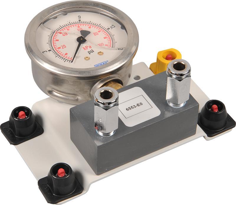 Pressure Gauge (Analog, Low Range) 589164 (6553-E0) The pressure gauge provides a direct reading of the pressure in one of many convenient measurement units.