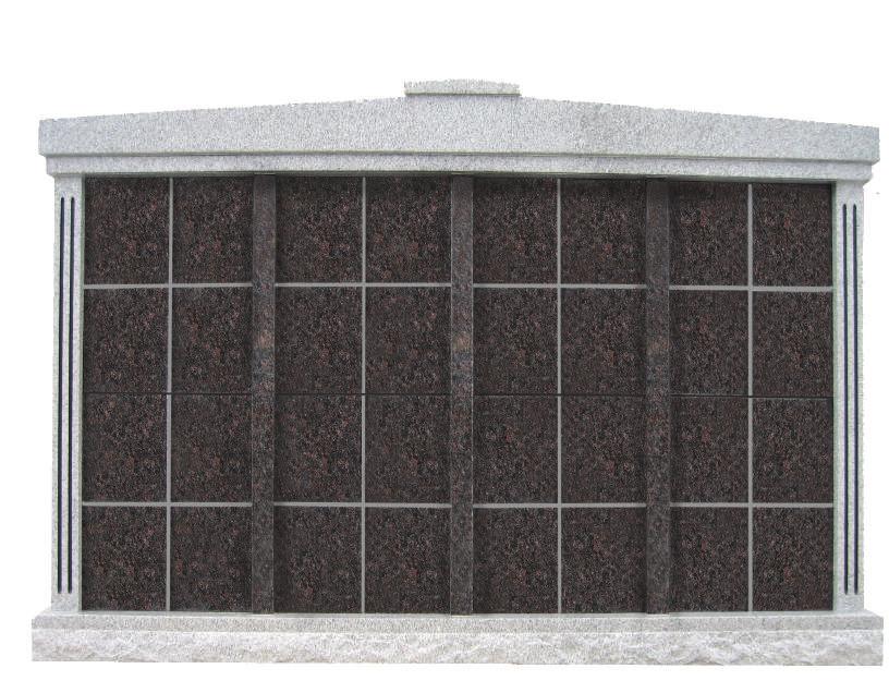 COMMUNITY COLUMBARIUM GP64NICHE SIXTY FOUR NICHE (Shown in Gray & Mahogany) Double-Sided Channel for Double