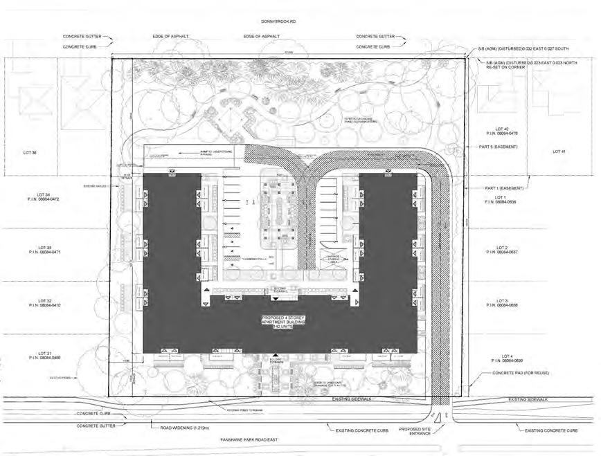4 SITE DESIGN The proposed low-rise building is oriented towards Fanshawe Park Road East in order to support pedestrian movement and to accentuate the prominence of the Site along the arterial road