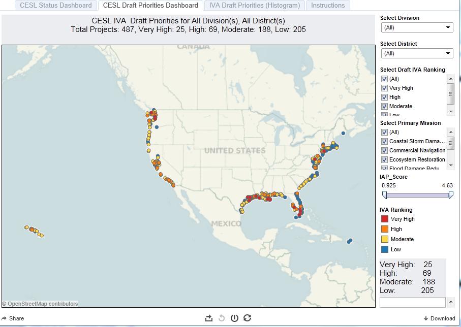 Adaptation for Existing Infrastructure Phased Coastal Vulnerability Assessments USACE completed Initial Vulnerability Assessment (IVA) of Coastal Projects 1431 projects assessed ~1/3 (487)