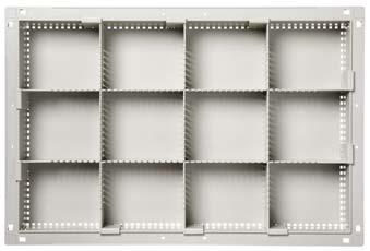 Optional tray dividers can be adjusted to