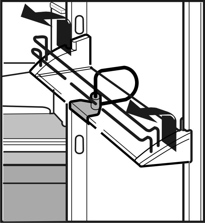 u Re-insert shelves at the required height. The stops must face downwards and lie behind the front shelves. u The door racks can be dismantled for cleaning. 5.