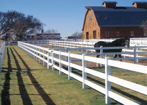 Available in two finishes: CertaGrain and Smooth Safe and durable horse enclosure Economical and virtually maintenance free Made in the U.S.A. Spacing For complete instruction detail, refer to CertainTeed Selects Installation Manual.