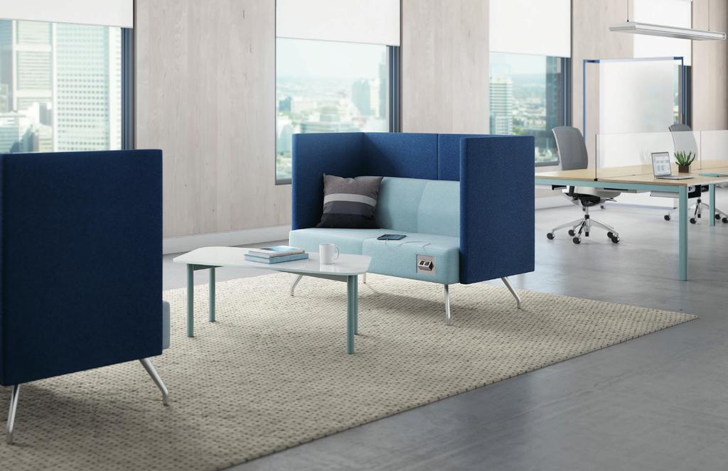 Ready for a setting individuals and small teams will flock to? Add privacy panels to create the comfort of a lounge area with the seclusion of an individual workspace.
