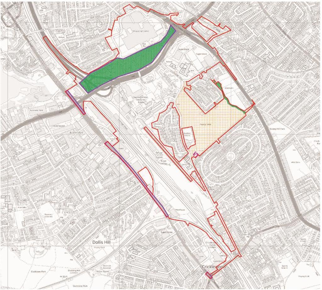 Figure 9: Site Heritage Designations Hatched area: Child s Hill Area of Special
