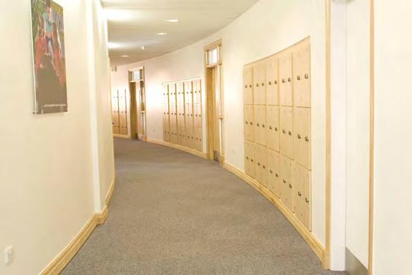 Lockers built into curved walls