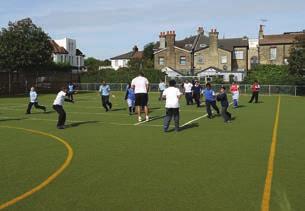 A MUGA (multi use games area) can be constructed from painted tarmac, artificial grass sports surface or a polymeric