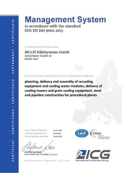 CERTIFICATION QM - Certificate ISO 9001 Organisation, implementation and monitoring of a comprehensive quality management system based on DIN EN ISO 9001 External monitoring