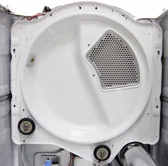 To allow front access to components attached to the rear bulkhead, it is necessary to remove and tilt the bulkhead inward from the dryer frame. Electric Model To remove the rear bulkhead:.