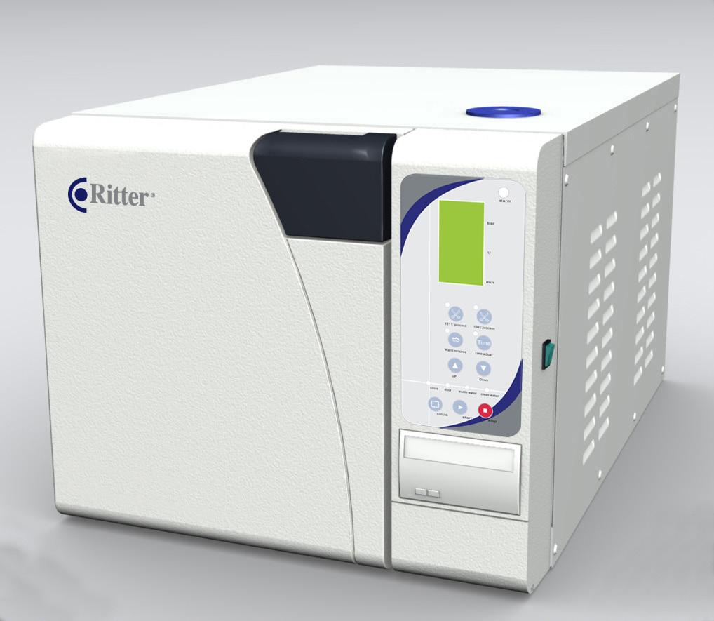 Ritter CleanTec with LED Display BB 18 + BB 23 The CleanTec is available with an 18 to 23 liter chamber size and is a stand-alone autoclave with built-in water storage tank.
