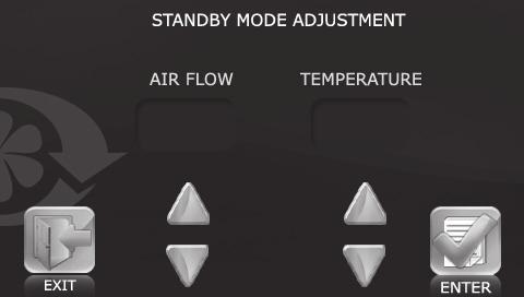Select the STANDBY MODE submenu from the Engineering menu 1 20 and press ENTER. Then use the or buttons to select 0 mode (unit shutdown) or 1 mode (Standby mode activation).