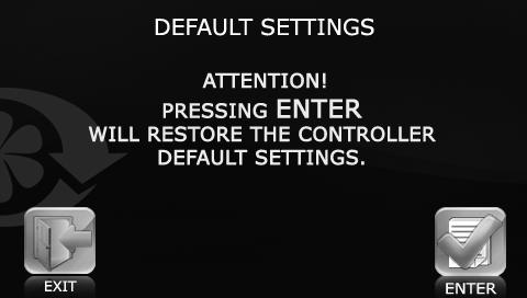 The default factory setting for the temperature sensor correction is -6 C. To return to the Engineering menu without saving changes press 17. Default Settings.
