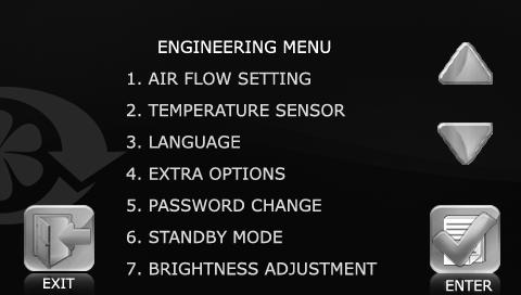 8 PU SENS 01 For navigating in the engineering menu use the following buttons: - moving upwards in the list.