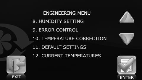 Air Flow Setting. Select the AIR FLOW SETTING item from the Engineering menu 40 40 70 70 99 99 and press ENTER.