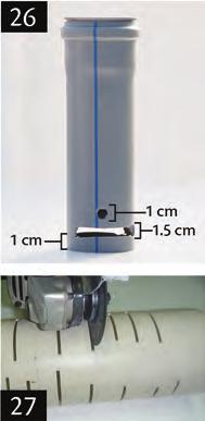 Then, drill a hole (0 mm diameter) using a 0mm drill bit roughly.5cms from the 2 cut pieces as shown in image 26.
