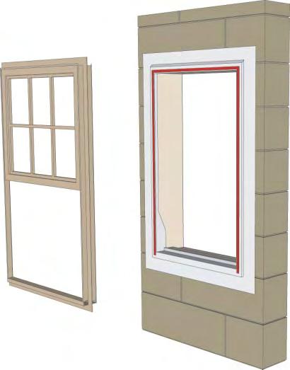 Installing window in Durisol wall with fibercement siding Step 8 Position window