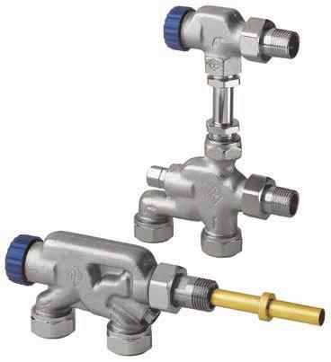 Thermostatic valve bodies for single pipe heating