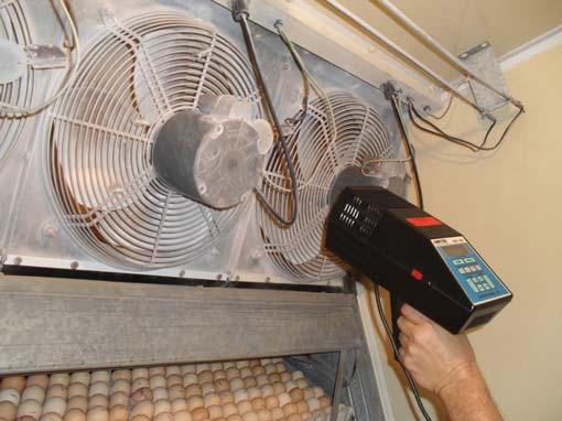 Hatchery Maintenance: Calibration Figure 6: Using a strobe light to check fan speeds.