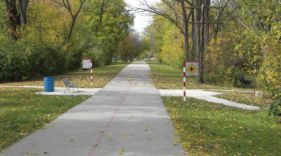 Additional site conditions such as ROW widths, adjacent land uses, vehicular traffic, utilities, topography, railroad traffic and environmental concerns further influence the character of greenway