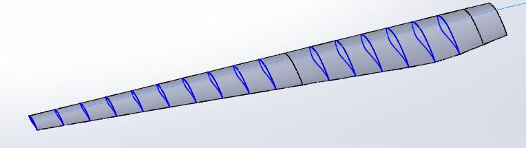 61 Figure 6.8: A modeled 1.5 MW wind turbine blade divided into different blade segments. for this transient heat transfer problem.
