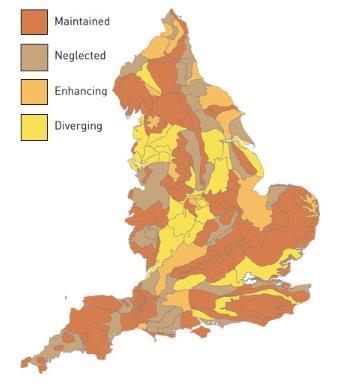 Monitoring landscape change Countryside Quality Counts: Indicator map for change 1999-2003 Existing landscape character was maintained in 51% of England s landscapes and enhanced in a further