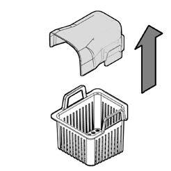 ). 5. Remove the basket cover () from the basket/filter () (Fig.). 6. Clean the basket/filter () and the basket cover () under a jet of water. N.B.