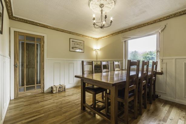 The detached main house offers five bedrooms, the master being en-suite with dressing room, two public