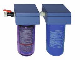 The disposable ion exchange cartridges slowly change colour from green to blue as they are exhausted giving at a glance indication of the resin condition.