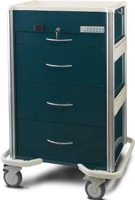PAGE 5 MXSSHM1030-HG 4 Drawer Proximity Reader Lock with key override Aluminum Select Series Cart Solid Hunter Green Drawer configuration: 1-3",